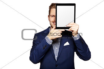 Hide the face behind digital tablet