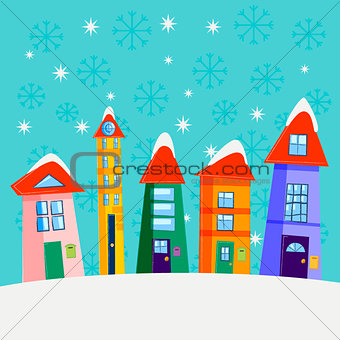 Colorful winter houses