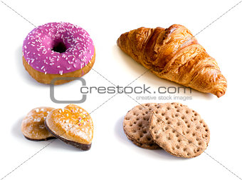 Crispbread, croissant gingerbread and donut