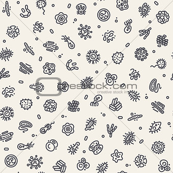 Light Seamless Pattern with Bacteria and Germs