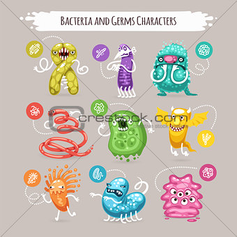 Bacteria and Germs Characters Set