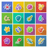Germs and Bacteria Flat Icons Set