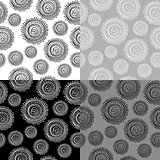 Black and white ethnic seamless pattern with circular shapes