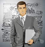 Vector Businessman With Laptop