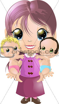Girl and two babies