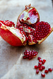 pomegranates on a  wooden background