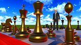 Businessman on chess board