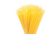 raw pasta spaghetti isolated on white background with space for text