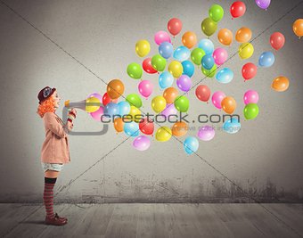 Clown screams balloons