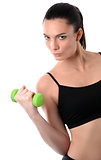 Portrait of fitness woman working out with dumbbell