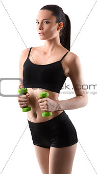 Fitness woman working out with dumbbell