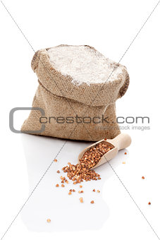 Flour and buckwheat.