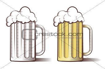 Vector illustration of beer in engraved style 