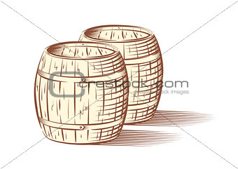 Vector illustration of beer or wine barrels 