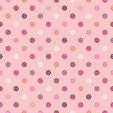 Tile vector pattern with polka dots on pink background