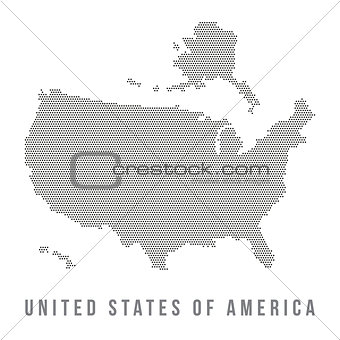 Dotted USA map on white background