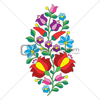 Hungarian folk pattern - Kalocsai embroidery with flowers and paprika
