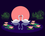 Swans in a Lily Pond