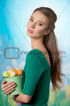 Easter girl with eggs