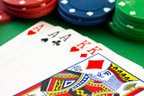 Poker chips & full house cards