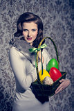 easter woman with rabbit 