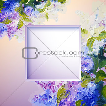 Spring flowers invitation template card. 