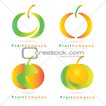 Colored fruit logo set
