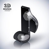Trendy slim musical note 3d modern style icon isolated.