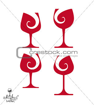 Beautiful vector sophisticated wine goblets, alcohol theme illus