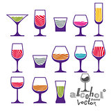 Classic vector goblets collection â martini, wineglass, cognac