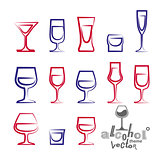 Vector glasses collection â martini, wineglass, cognac, whiske