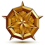 Sophisticated vector golden star emblem, 3d decorative design el