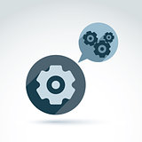 Gears and cogs system theme icon, dialog and message, vector con