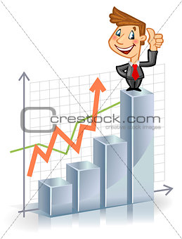 Businessman on the top of chart