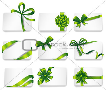 Beautiful cards with green gift bows.