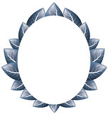 Vector. Oval frame of blue leaves on a white background