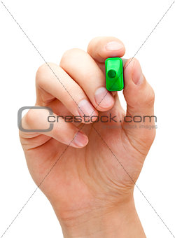 Hand Holding Green Marker 