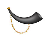 Hunting horn in black design with golden chain