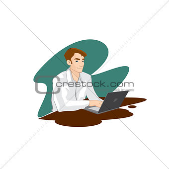 A young man with a laptop