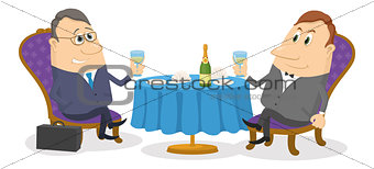 Two businessman near table, isolated