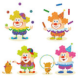 Cartoon circus clowns set