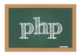PHP text on chalkboard