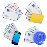 Set of E-mail and Internet Messaging Concept. 3D.
