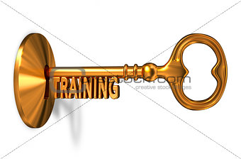 Training - Golden Key is Inserted into the Keyhole.