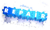Repair - Word in Blue Color on Volume  Puzzle.