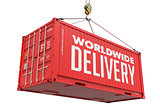 Worldwide Delivery - Red Hanging Cargo Container.