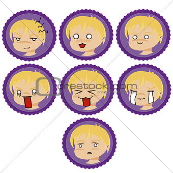 badges with manga faces 2
