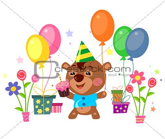 Happy birthday card with bear