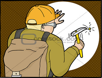 Geologist Working in Frame
