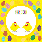 colorful background with chick and font
